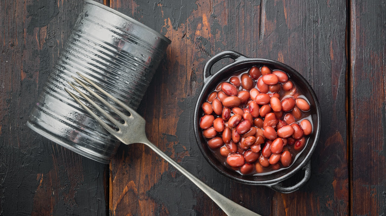 canned beans in bowl