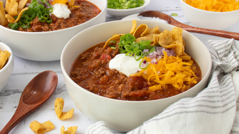 bowls of chili with Fritos