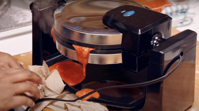 overflowing waffle maker