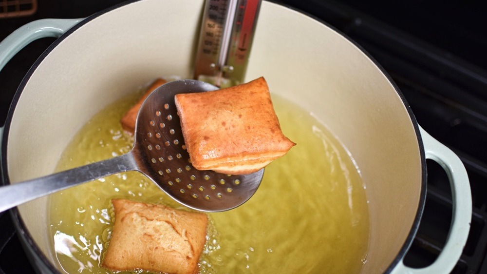 frying beignets