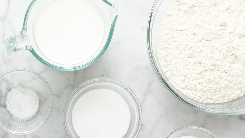 wet and dry ingredients for belgian waffles