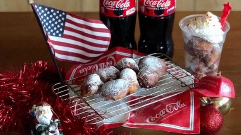 Deep-fried Coke fritters and deep-fried Coke in a cup