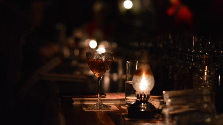 Cocktail in a speakeasy setting