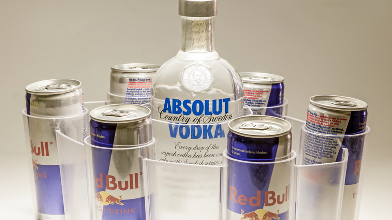 Red Bull cans with Absolut Vodka