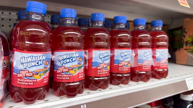 Hawaiian Punch bottles on store shelf