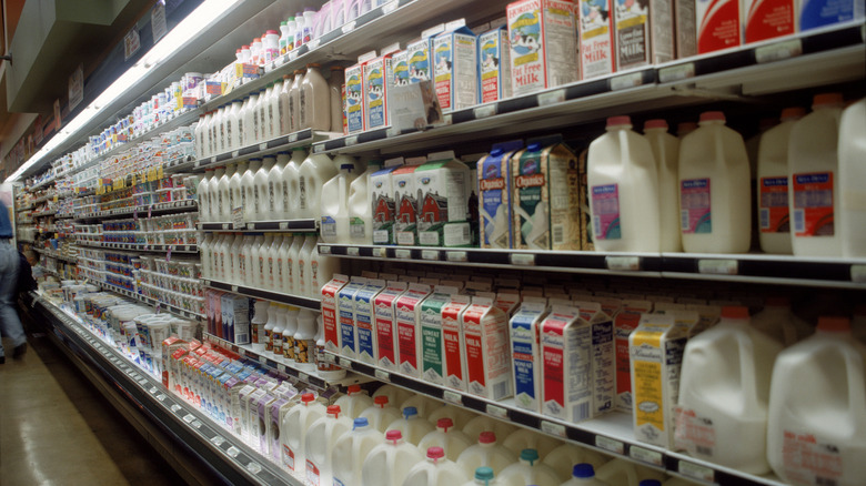 milk in grocery aisle