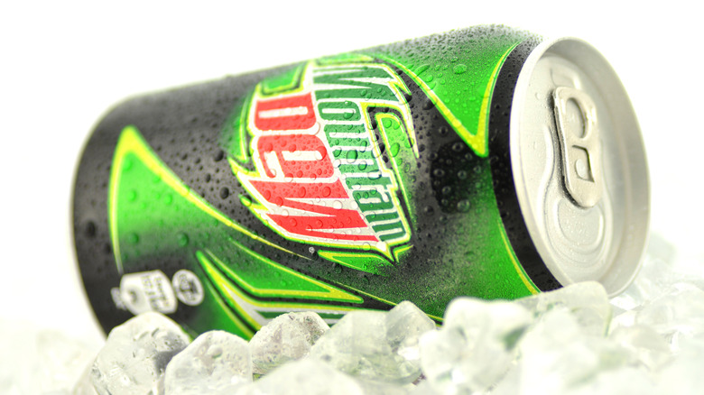 Mountain Dew can on ice