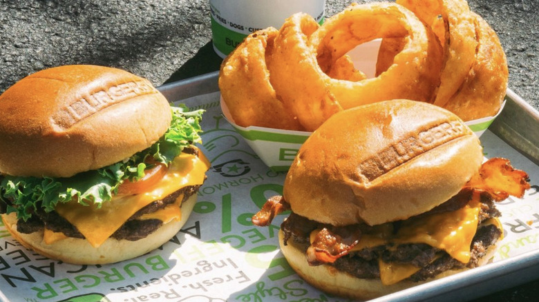 BurgerFi cheeseburgers and onion rings