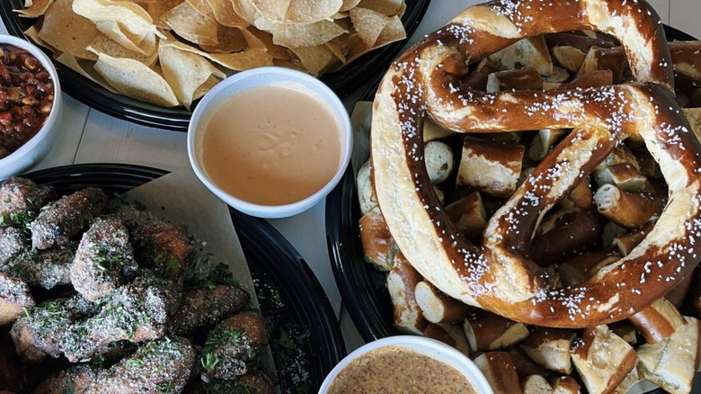 Overhead view of appetizers at World of Beer