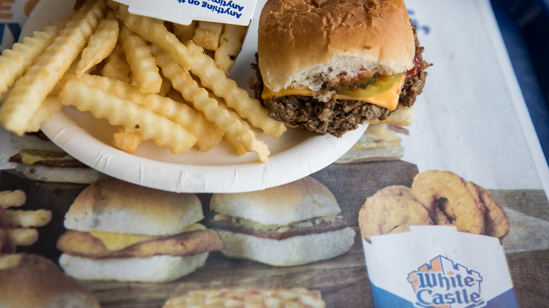 White Castle burger and fries 