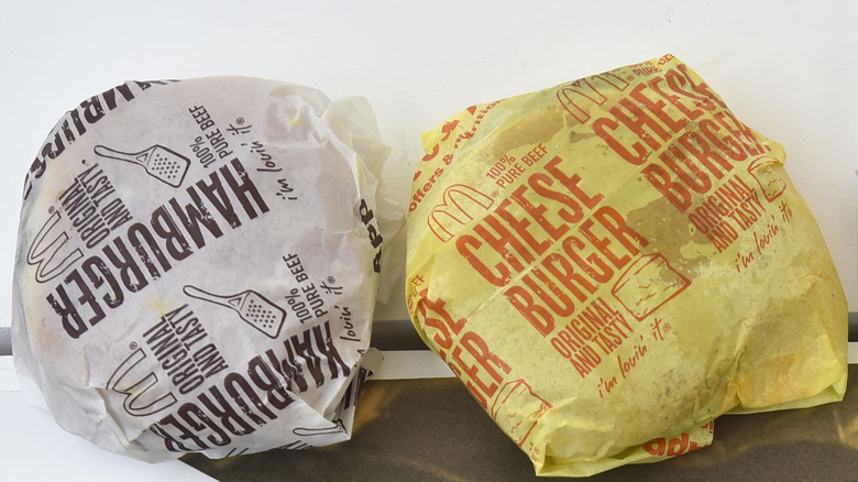 McDonald's hamburger and cheeseburger