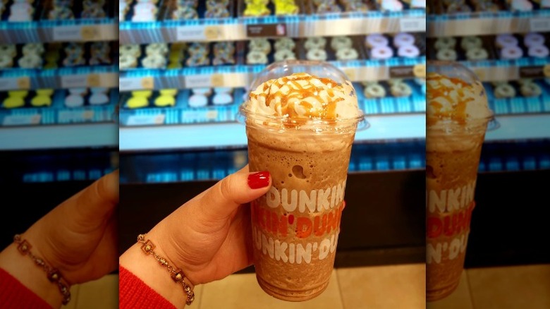 Dunkin' Dunkaccino iced caramel drink