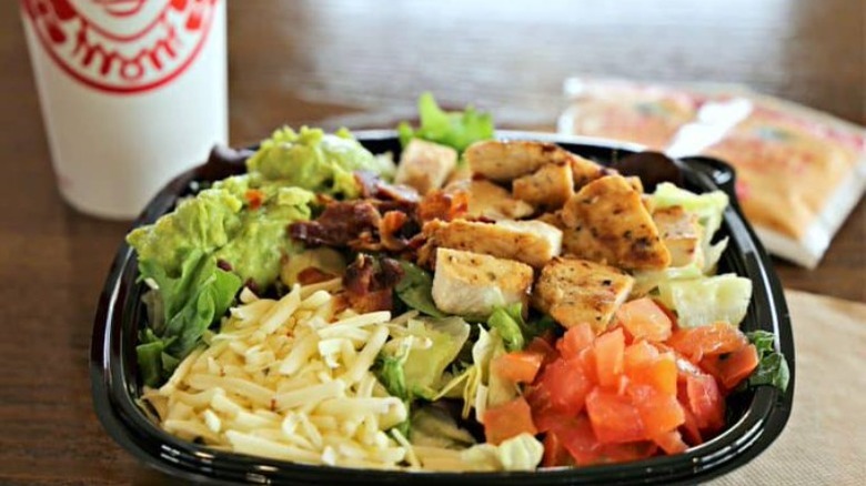 Wendy's Southwest Avocado Chicken Salad and drink