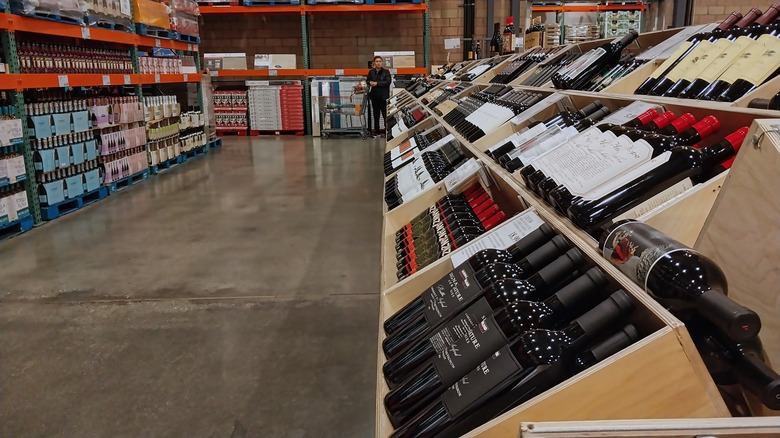 wine aisle at Costco