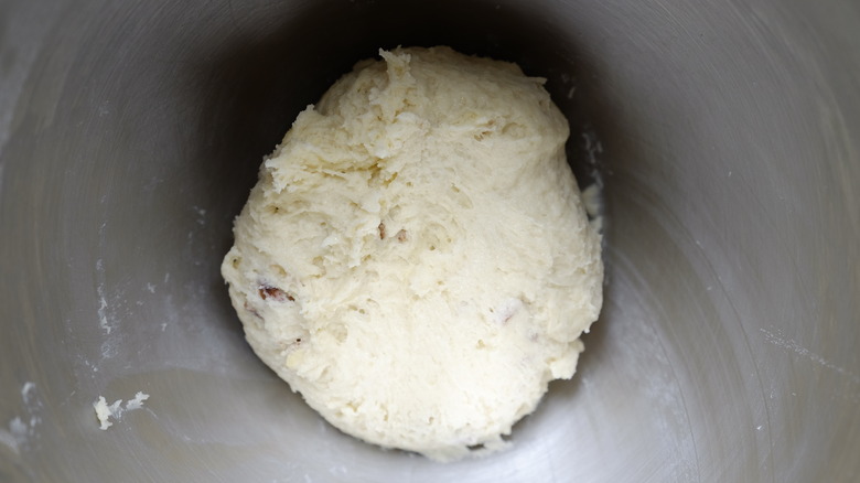 wet scone dough in bowl