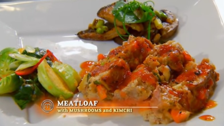 Dan Wu's meatloaf with mushrooms and kimchi