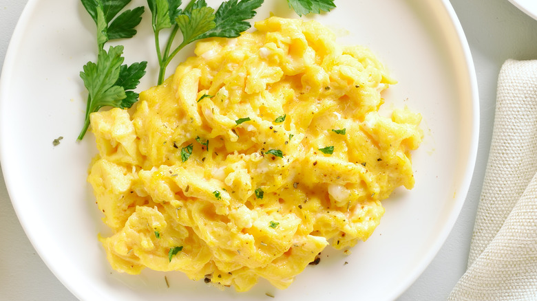 plate of scrambled eggs