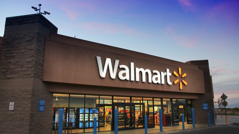 Walmart storefront at night