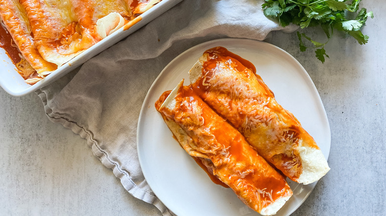 Enchiladas served on a plate