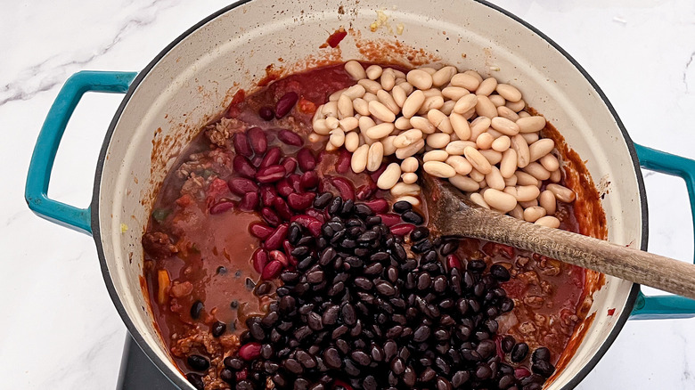 chili beans in a pot 