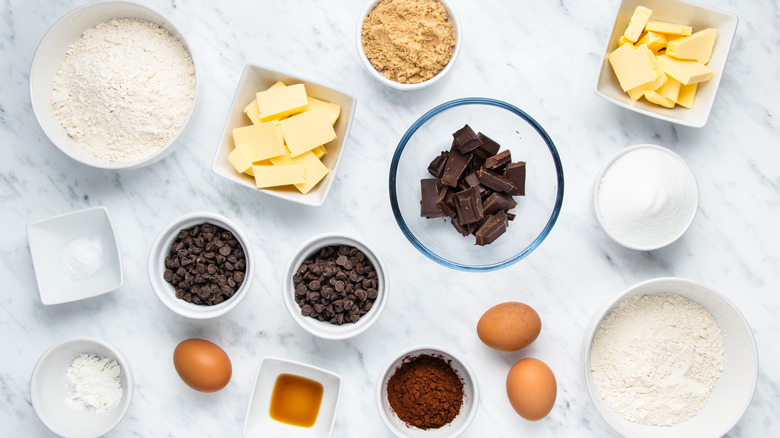 ingredients for cookies and brownies