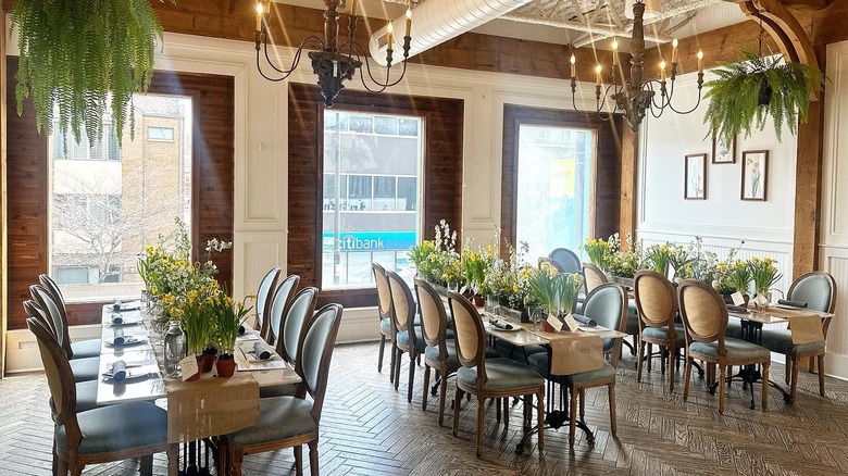 interior dining room of Blue Door Farm Stand