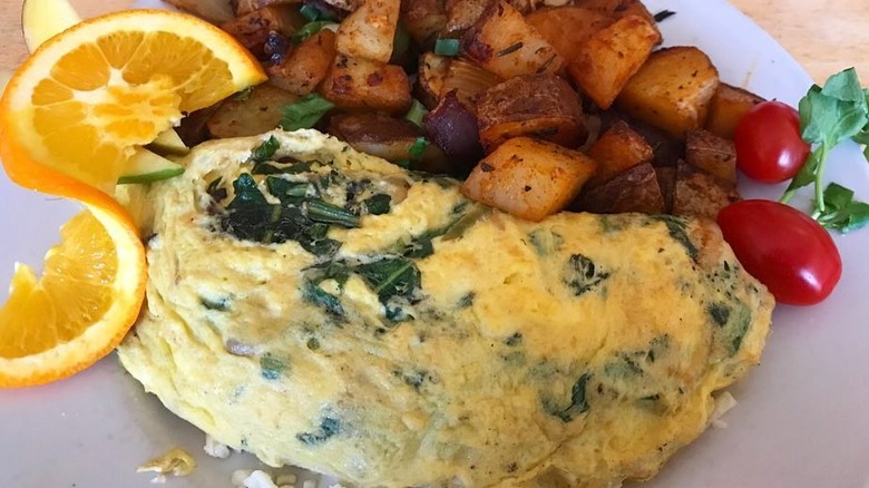 dandelion, shallot and leek omelet with potatoes