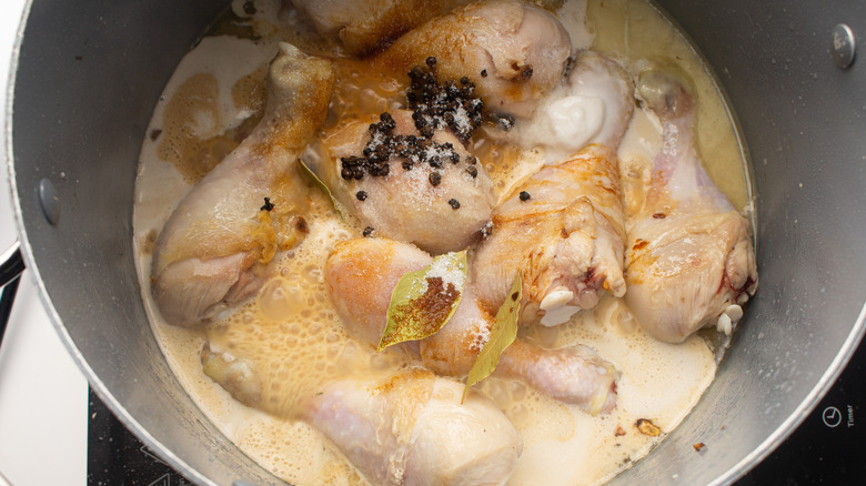 Chicken with milk and seasonings