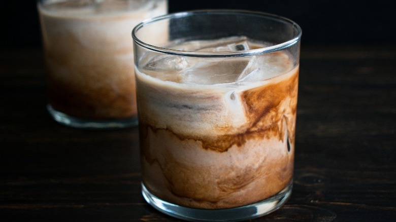 Coffee bourbon cocktail with ice 