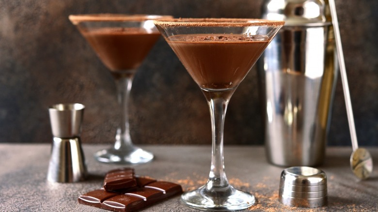 Chocolate bourbon cocktail in glasses