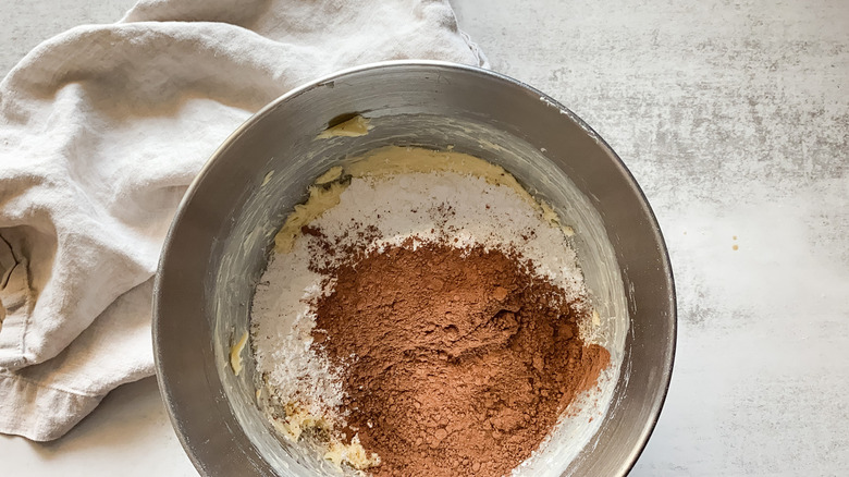 dry ingredients in stand mixer