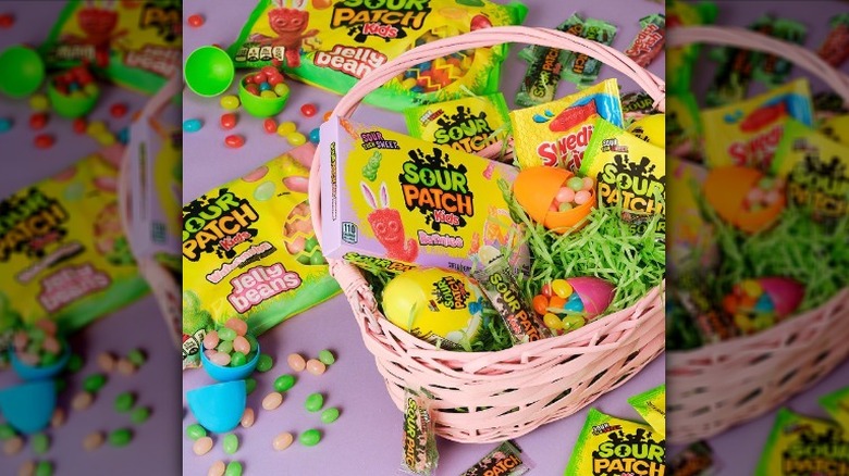 Sour Patch Kids Jelly Beans in easter basket