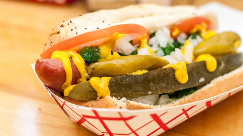 Chicago style hot dog