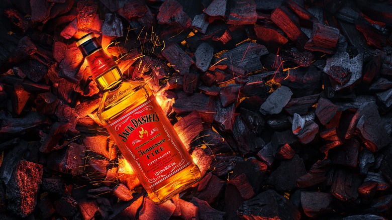 Tennessee Fire bottle on smoldering coals 