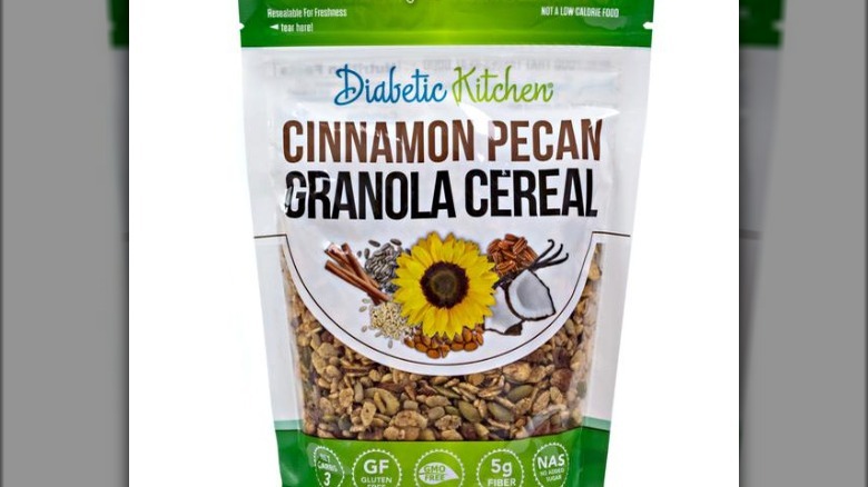 Sunflower, coconut and cinnamon stick on a bag of granola