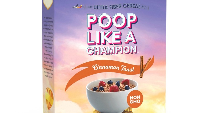 box of poop like a champion cereal