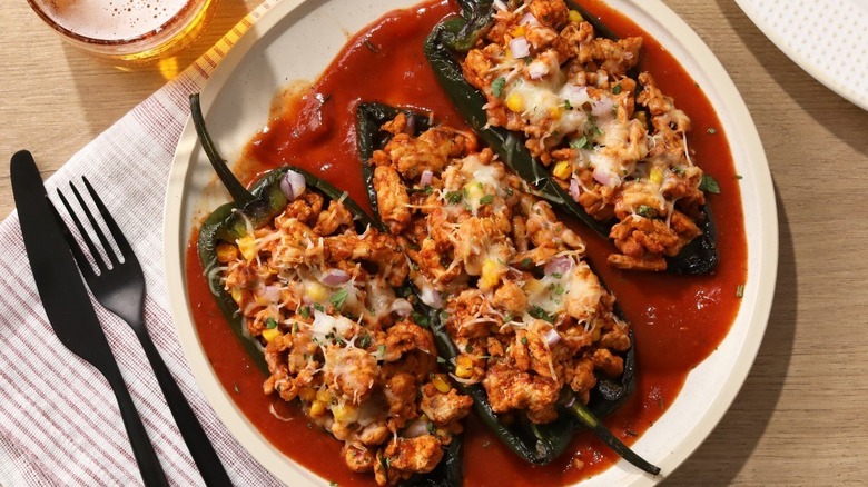 Stuffed peppers in sauce