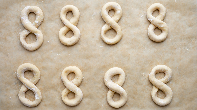 The rolled dough ready to bake