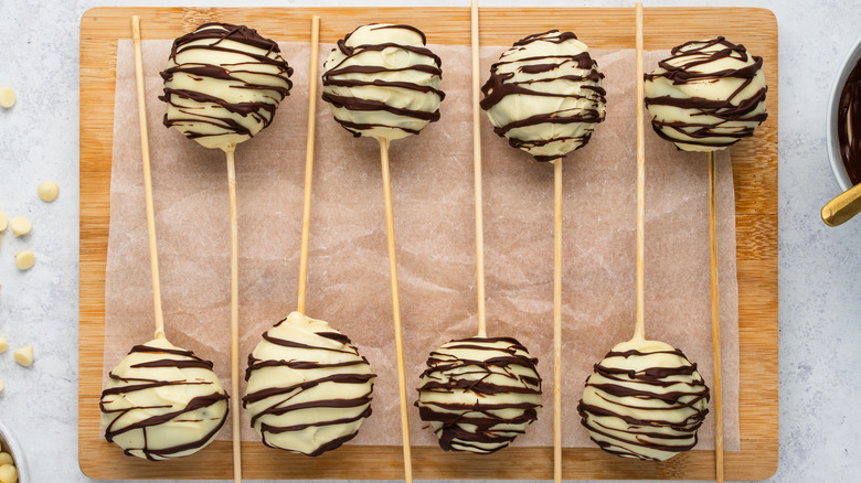 oreo cake pops on tray 