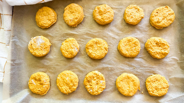 biscuits on baking sheet 