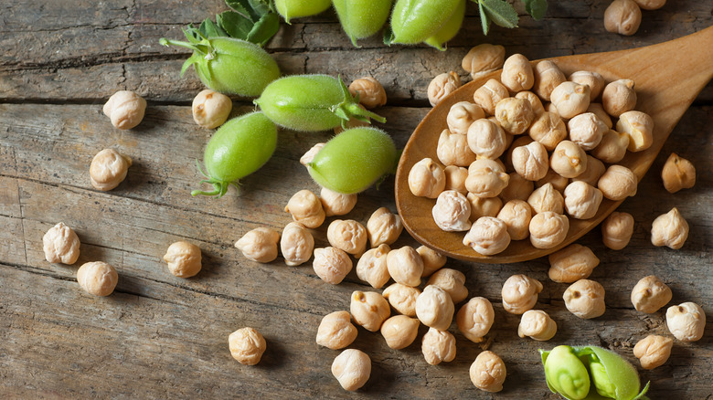 Garbanzo beans on a table