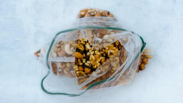 Fine mesh bag with nuts