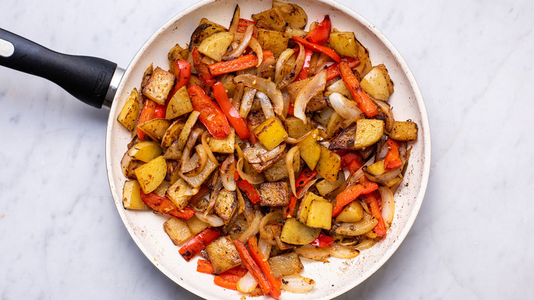 veggie breakfast hash in skillet