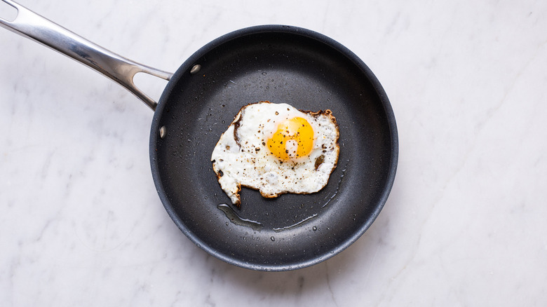 fried egg in a skillet