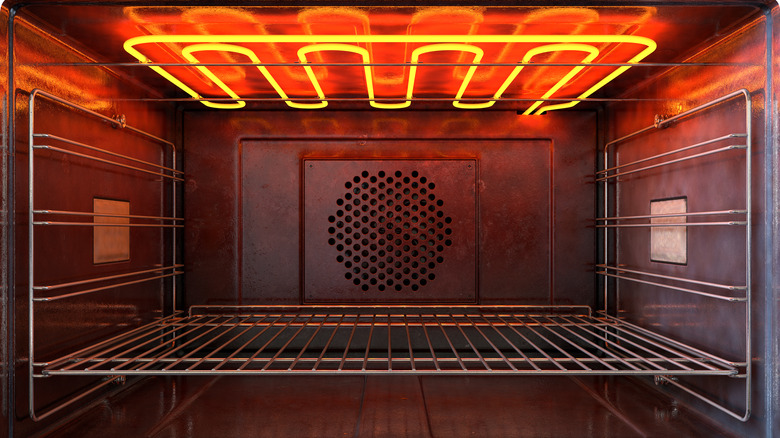 hot oven with orange lights