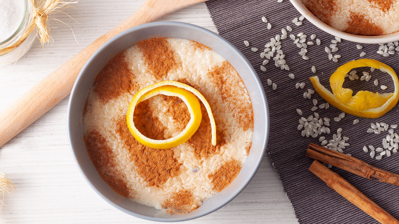 rice pudding with lemon zest