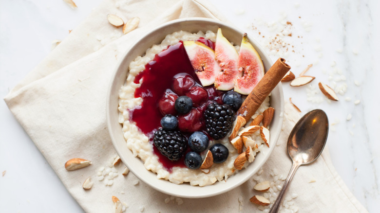 rice pudding with garnishes