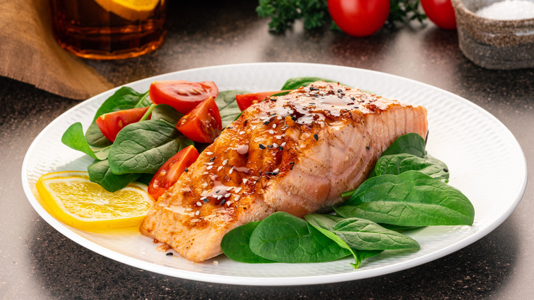 Salmon and spinach dish