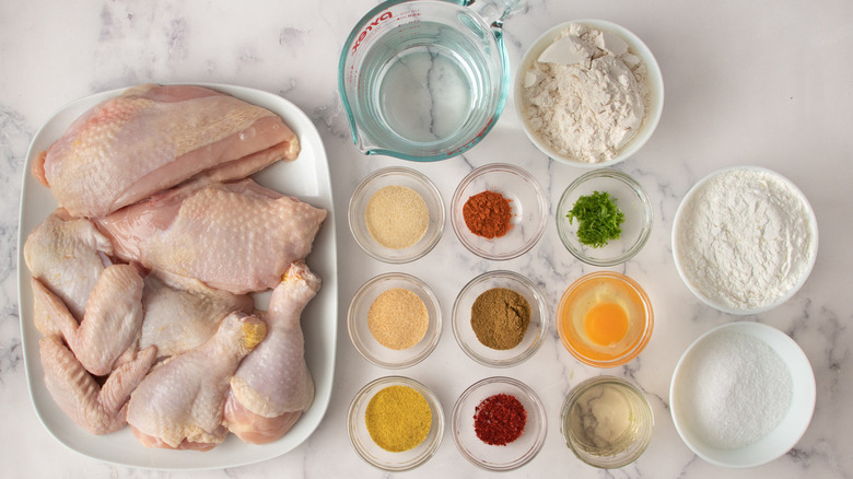 ingredients for spiced fried chicken