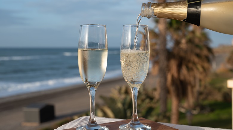 Cava Spanish sparkling wine pouring into glass